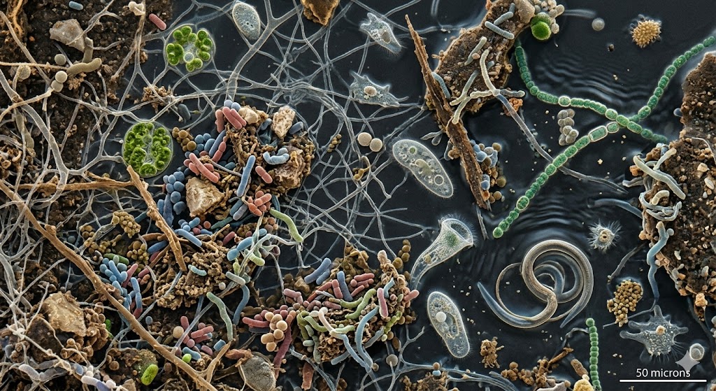 Microbiología del suelo en microscopio